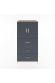 Hyperion Dolap 2 Raflı 3 Çekmeceli 2 Kapaklı 88x44x182 Çam-Antrasit