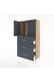Hyperion Dolap 2 Raflı 3 Çekmeceli 2 Kapaklı 88x44x182 Çam-Antrasit
