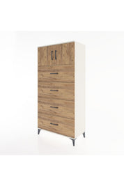 Hyperion Dolap Tek Raflı 4 Çekmeceli 2 Kapaklı 88x44x182 - S57M025V3B