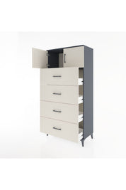 Hyperion Dolap Tek Raflı 4 Çekmeceli 2 Kapaklı 88x44x182 - S57M025V4B