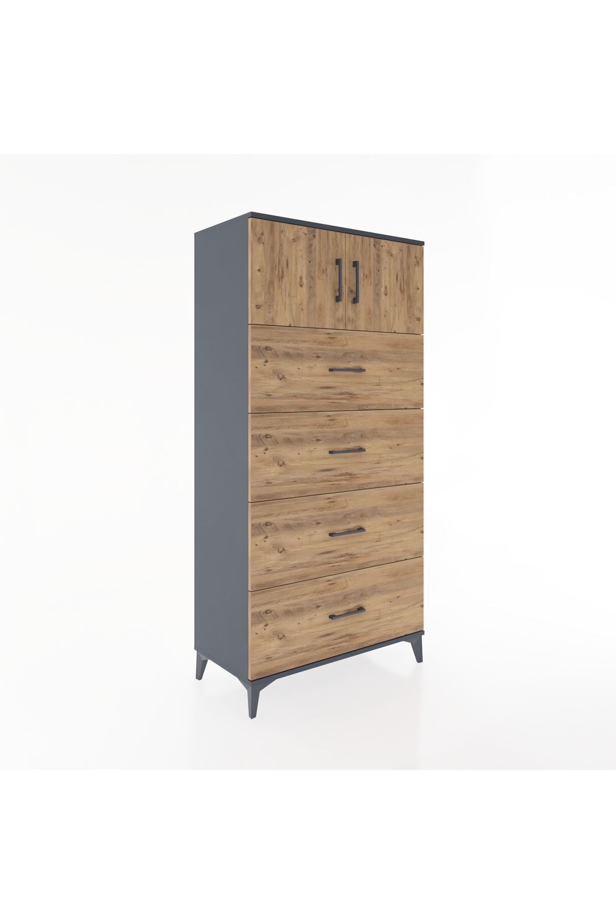 Hyperion Dolap Tek Raflı 4 Çekmeceli 2 Kapaklı 88x44x182 - S57M025V6B