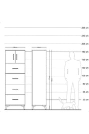 Hyperion Dolap Tek Raflı 4 Çekmeceli 2 Kapaklı 88x44x182 - S57M025V6B
