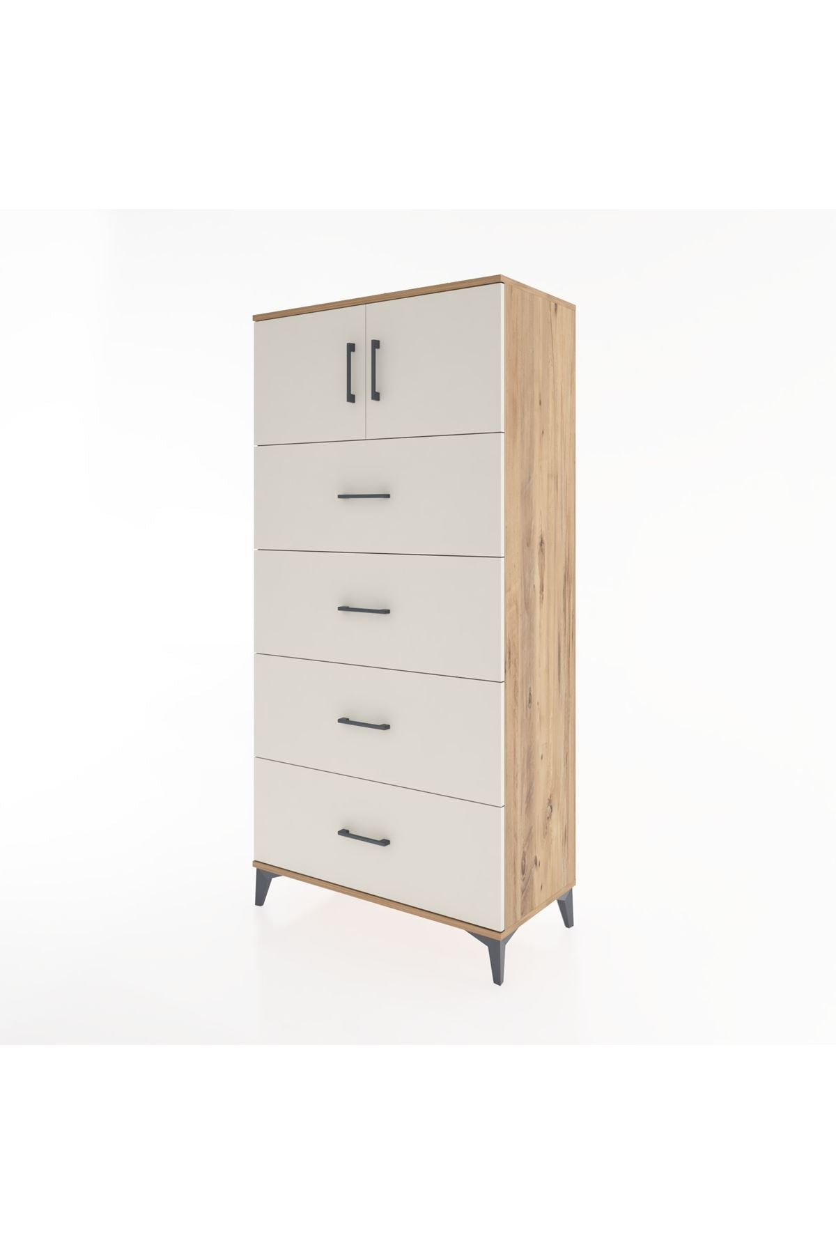 Hyperion Dolap Tek Raflı 4 Çekmeceli 2 Kapaklı 88x44x182 - S57M025V7B