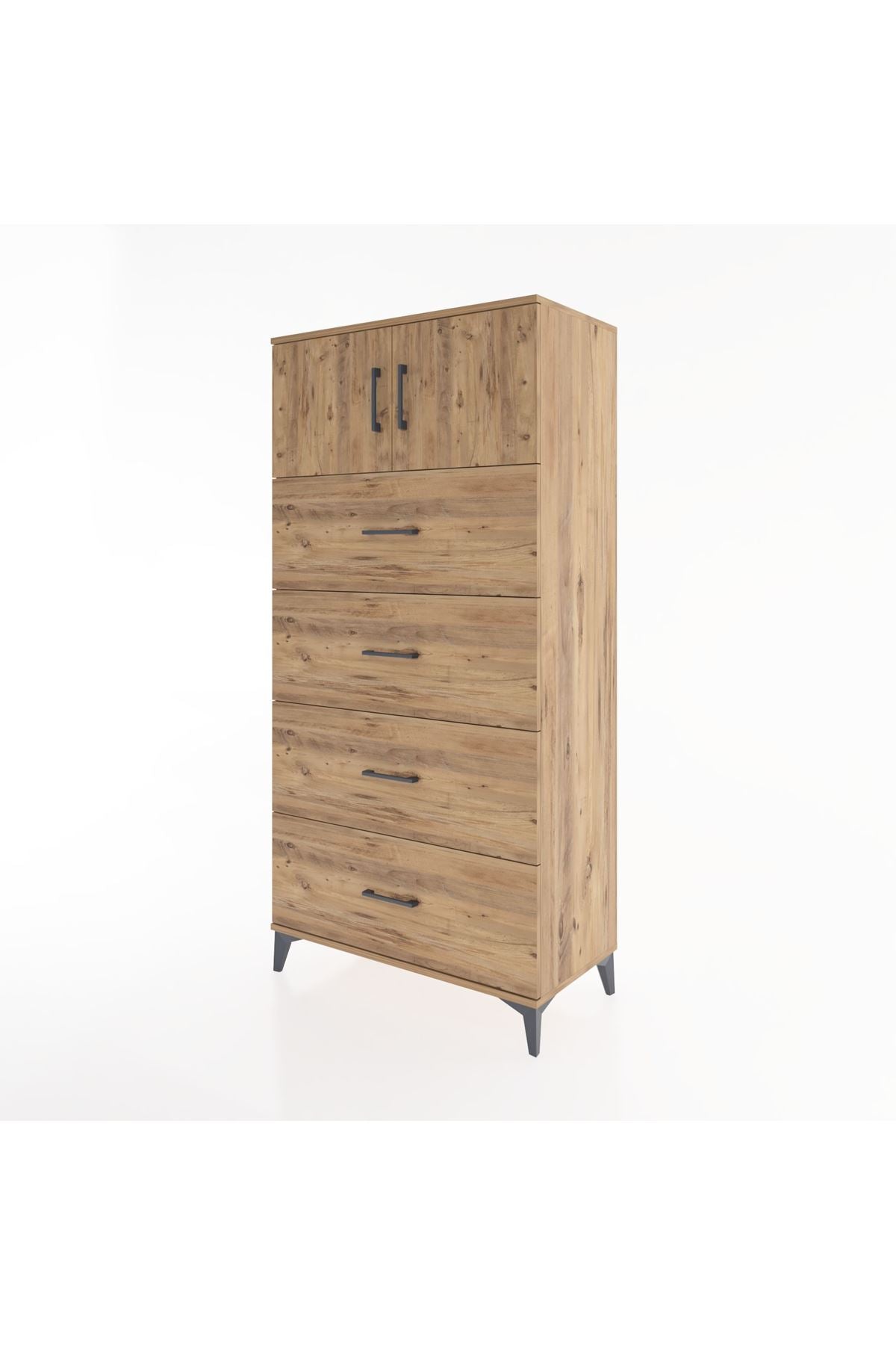Hyperion Dolap Tek Raflı 4 Çekmeceli 2 Kapaklı 88x44x182 - S57M025V9B