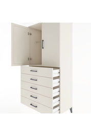 Hyperion Dolap Tek Raflı 5 Çekmeceli Tek Askılı 88x44x182 - S57M026V1B