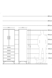 Hyperion Dolap Tek Raflı 5 Çekmeceli Tek Askılı 88x44x182 - S57M026V3B