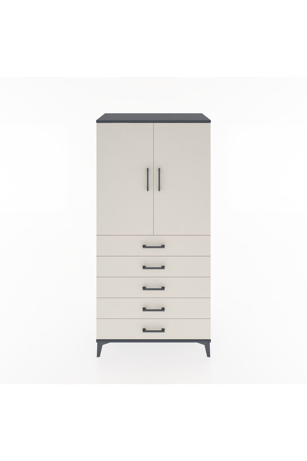 Hyperion Dolap Tek Raflı 5 Çekmeceli Tek Askılı 88x44x182 - S57M026V4B