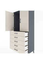 Hyperion Dolap Tek Raflı 5 Çekmeceli Tek Askılı 88x44x182 - S57M026V4B