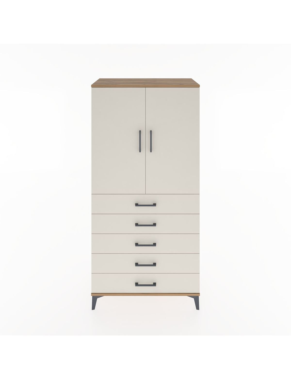 Hyperion Dolap Tek Raflı 5 Çekmeceli Tek Askılı 88x44x182 - S57M026V7B