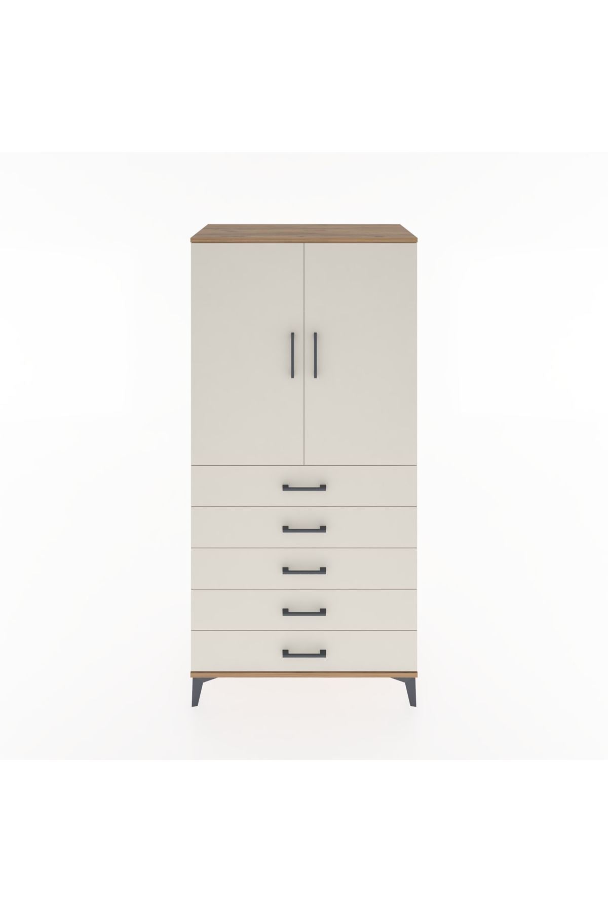 Hyperion Dolap Tek Raflı 5 Çekmeceli Tek Askılı 88x44x182 - S57M026V7B