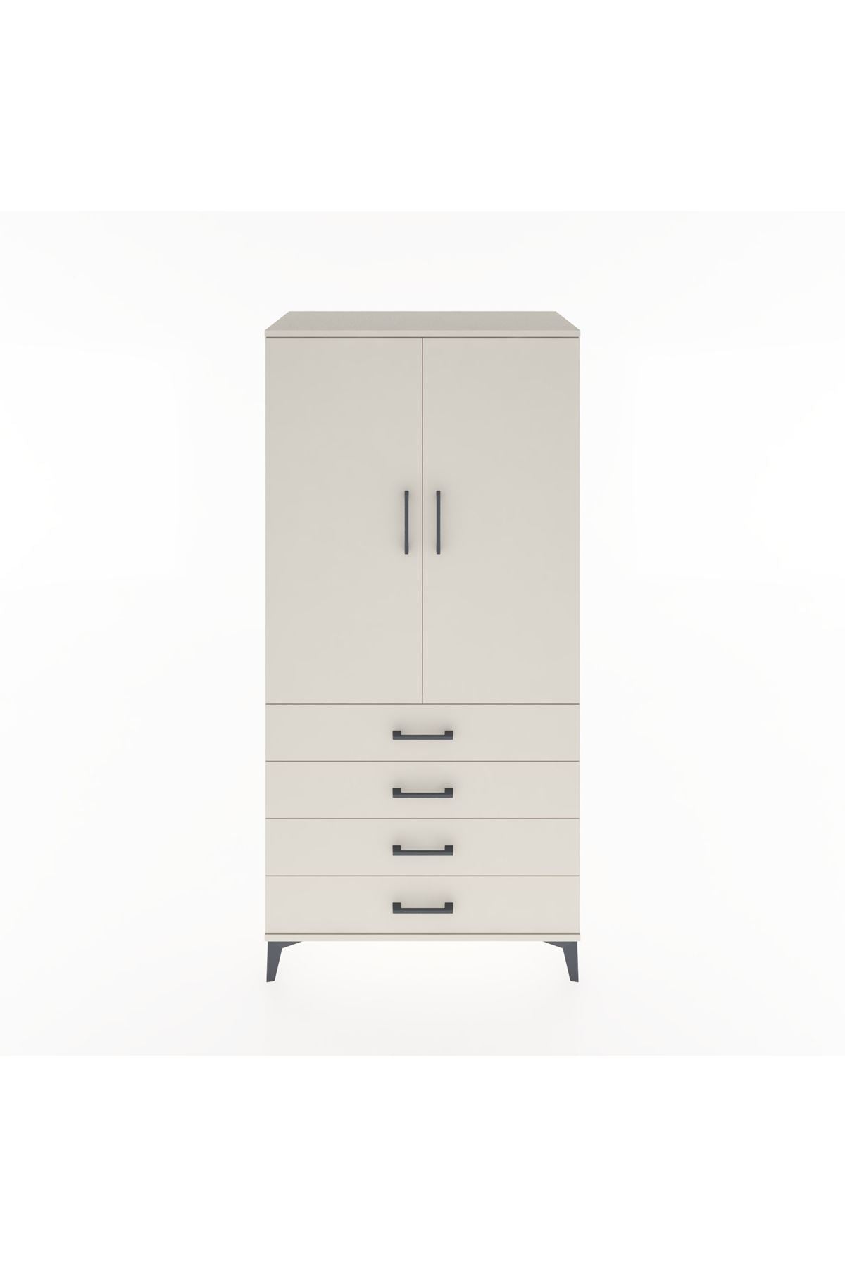 Hyperion Dolap Tek Raflı 4 Çekmeceli Tek Askılı 88x44x182 - S57M027V1B