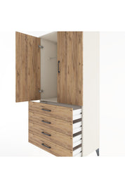 Hyperion Dolap Tek Raflı 4 Çekmeceli Tek Askılı 88x44x182 - S57M027V3B