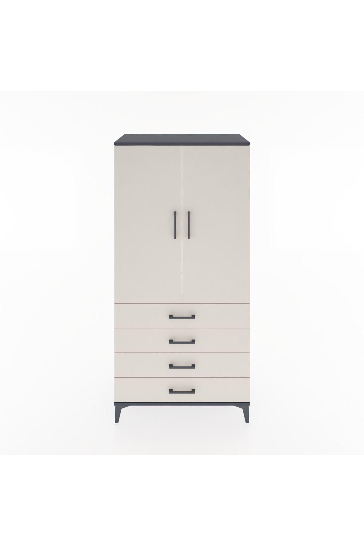 Hyperion Dolap Tek Raflı 4 Çekmeceli Tek Askılı 88x44x182 - S57M027V4B