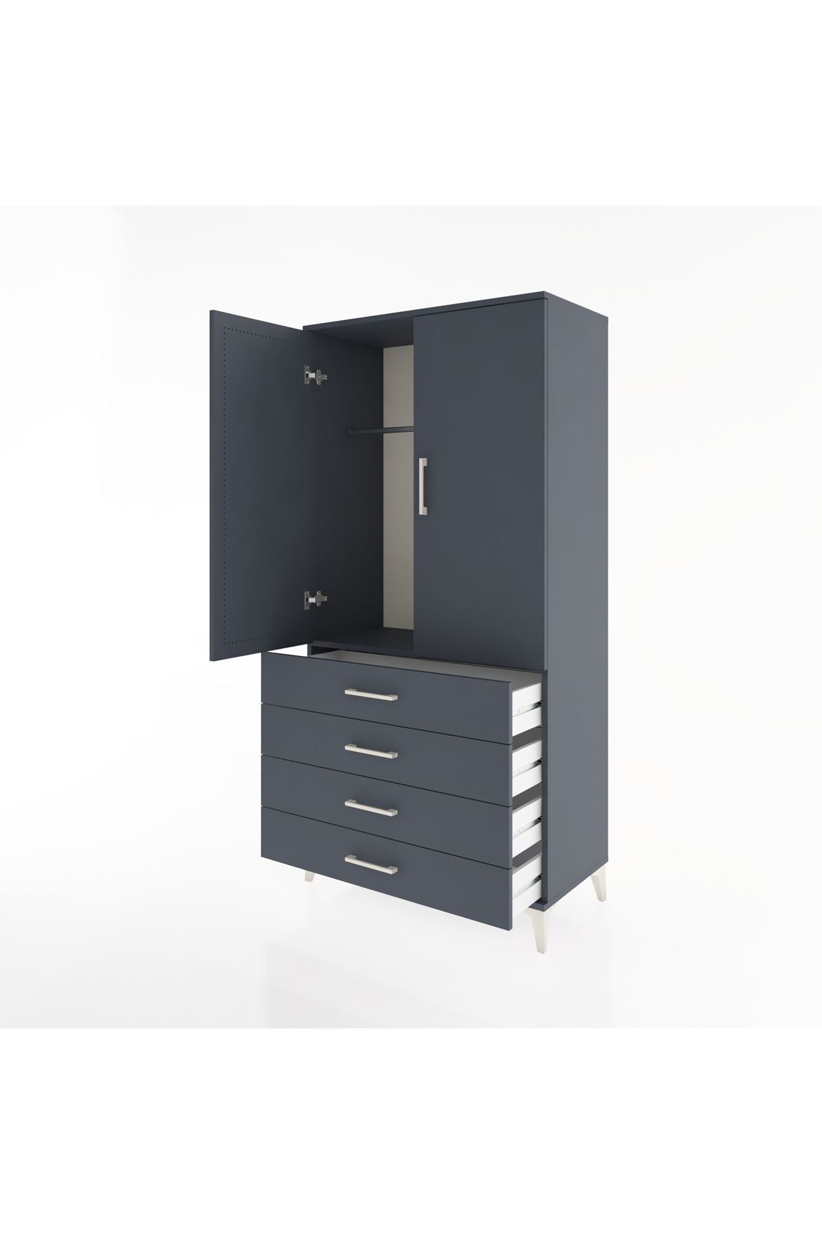Hyperion Dolap Tek Raflı 4 Çekmeceli Tek Askılı 88x44x182 - S57M027V5B