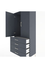 Hyperion Dolap Tek Raflı 4 Çekmeceli Tek Askılı 88x44x182 - S57M027V5B