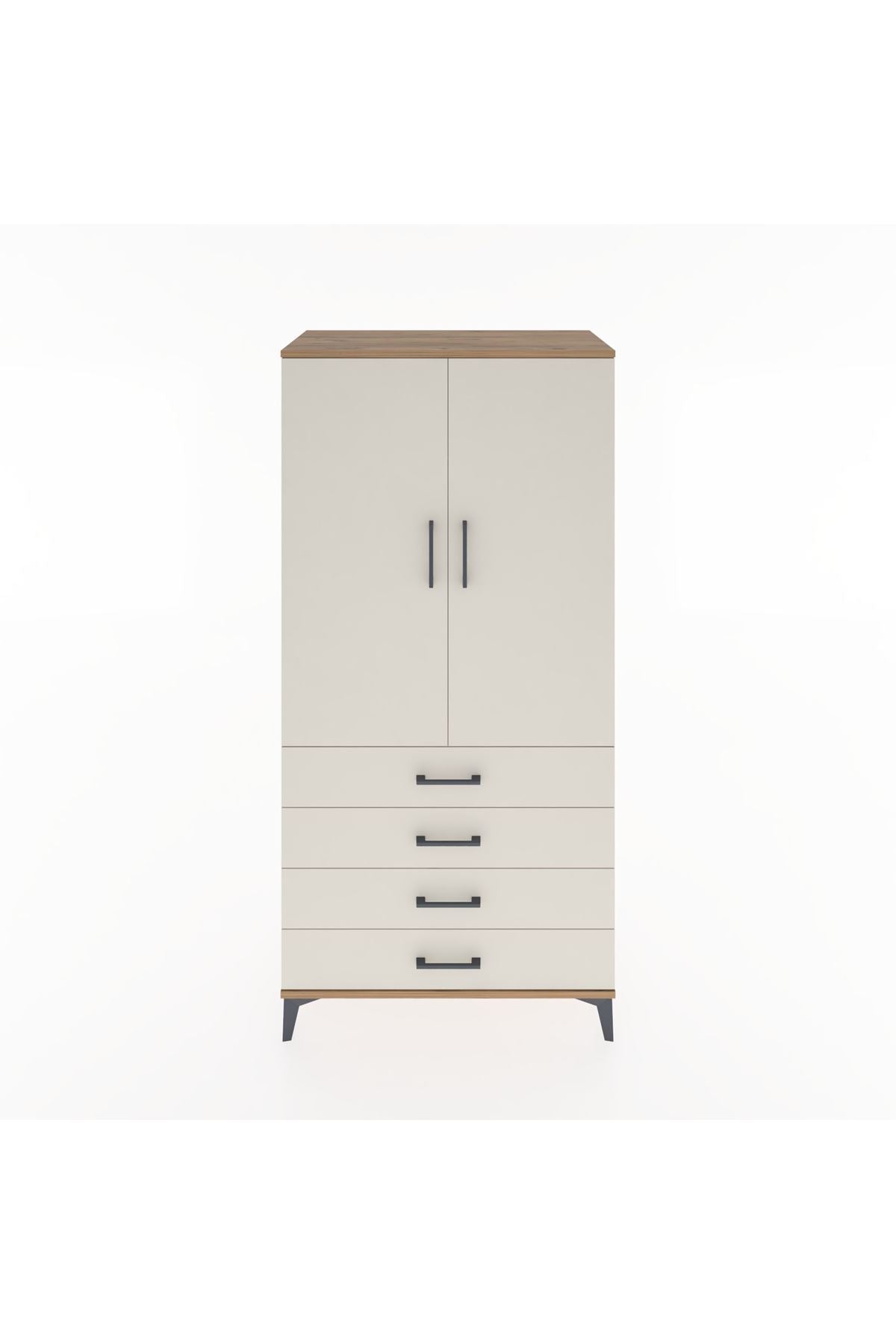 Hyperion Dolap Tek Raflı 4 Çekmeceli Tek Askılı 88x44x182 - S57M027V7B