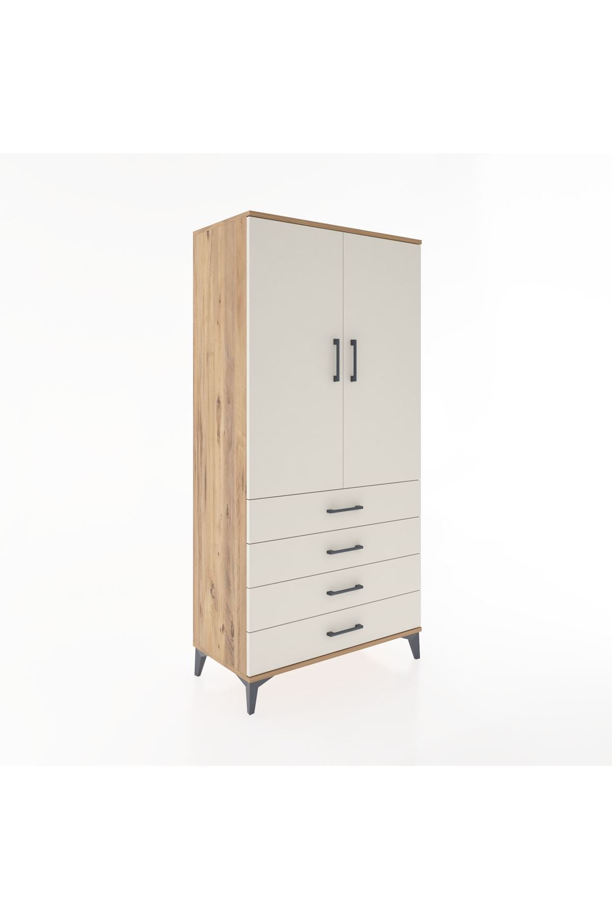 Hyperion Dolap Tek Raflı 4 Çekmeceli Tek Askılı 88x44x182 - S57M027V7B