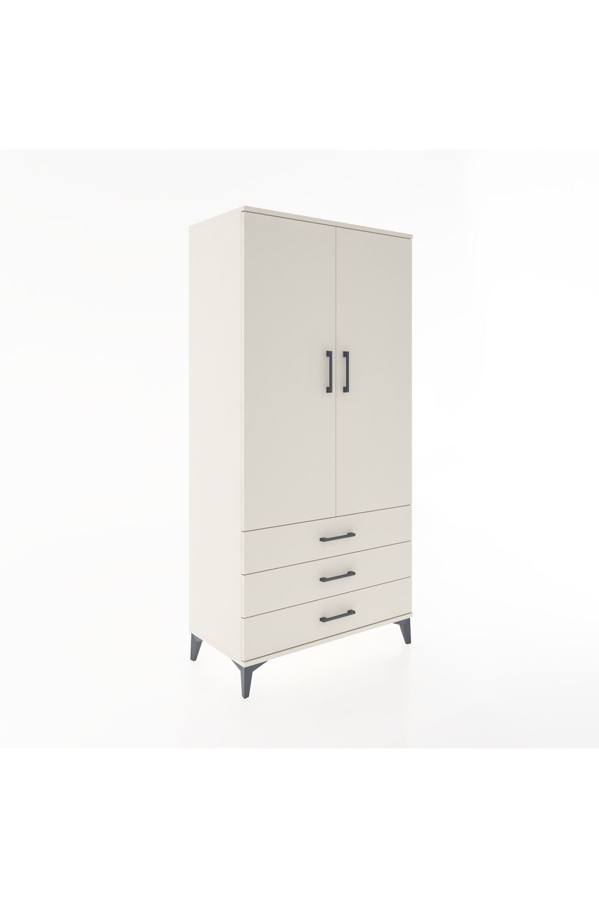 Hyperion Dolap Tek Raflı 3 Çekmeceli Tek Askılı 88x44x182 - S57M028V1B