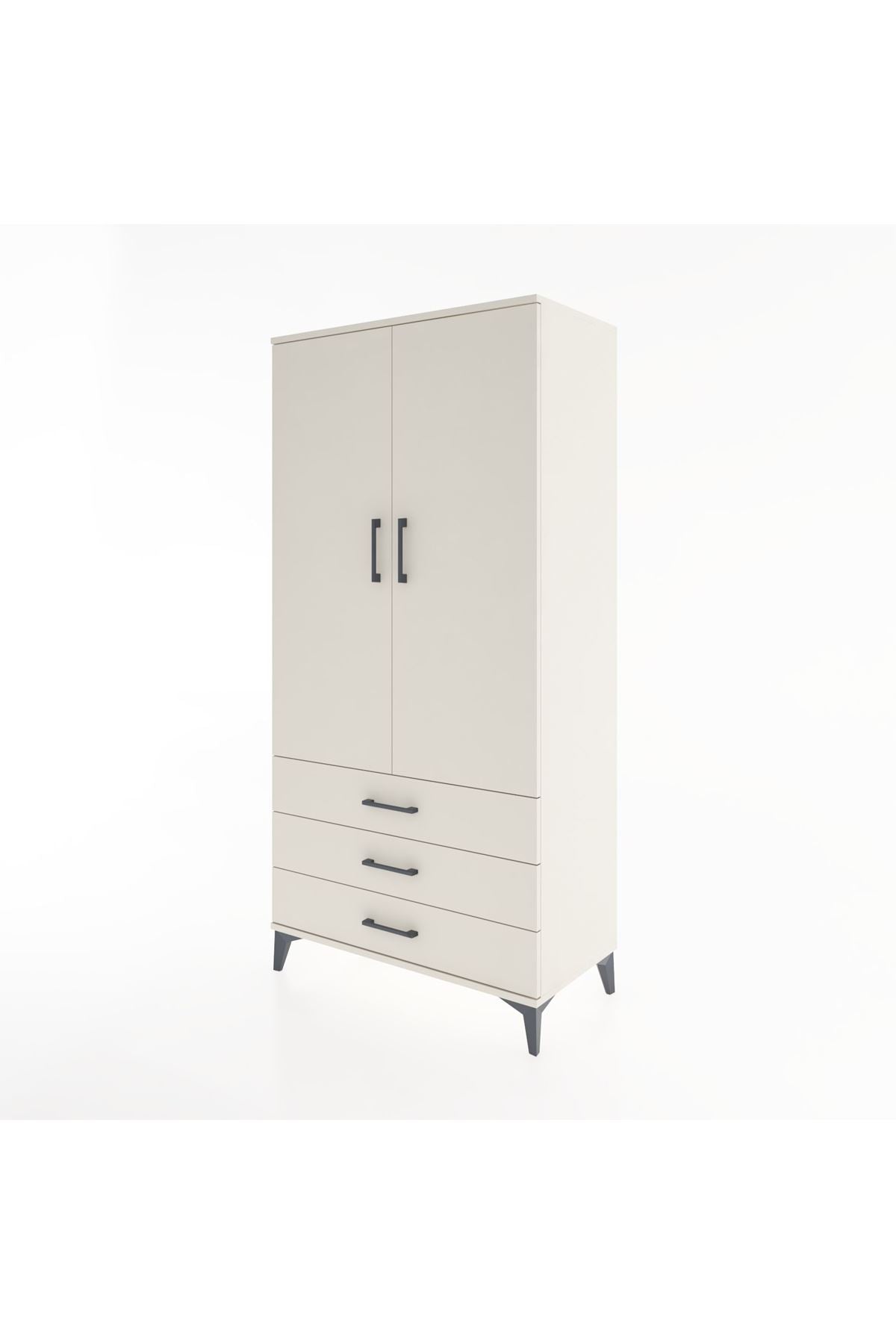 Hyperion Dolap Tek Raflı 3 Çekmeceli Tek Askılı 88x44x182 - S57M028V1B