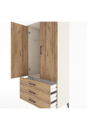 Hyperion Dolap Tek Raflı 3 Çekmeceli Tek Askılı 88x44x182 - S57M028V3B