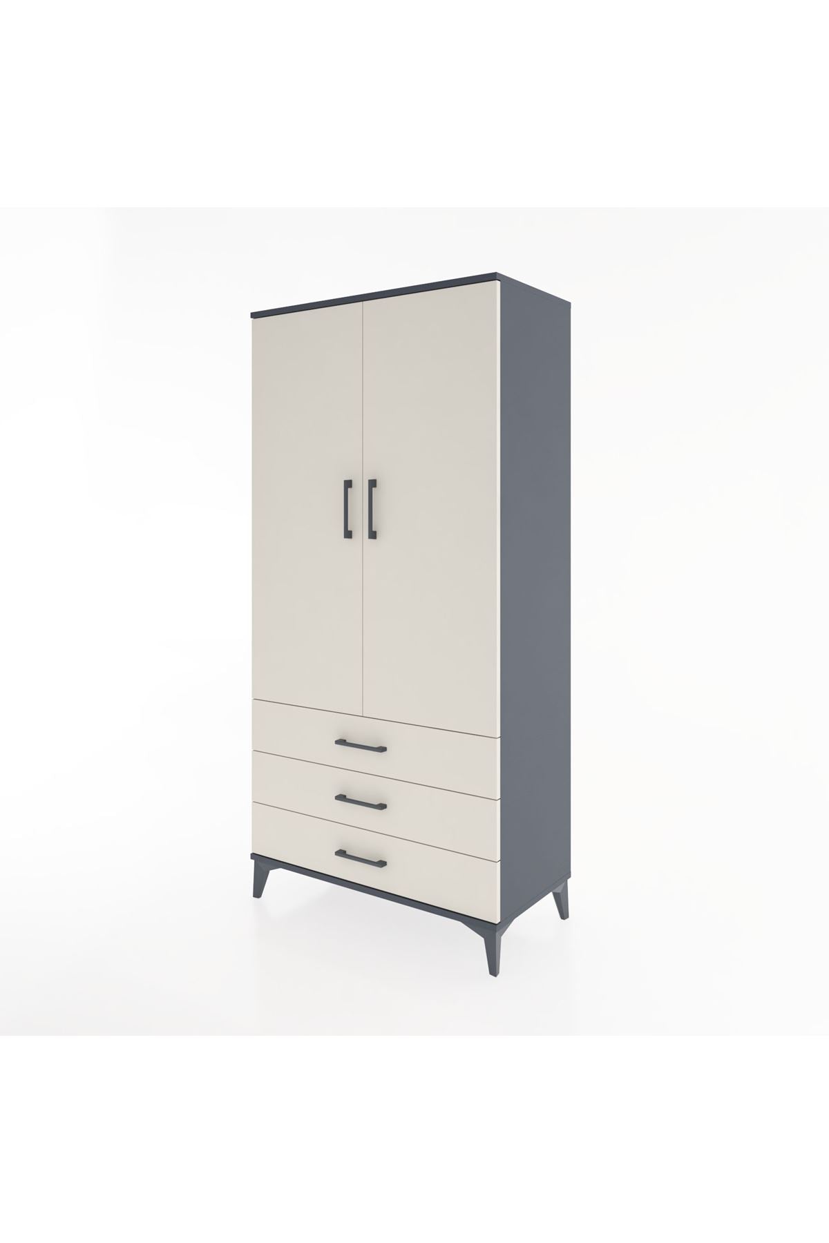 Hyperion Dolap Tek Raflı 3 Çekmeceli Tek Askılı 88x44x182 - S57M028V4B