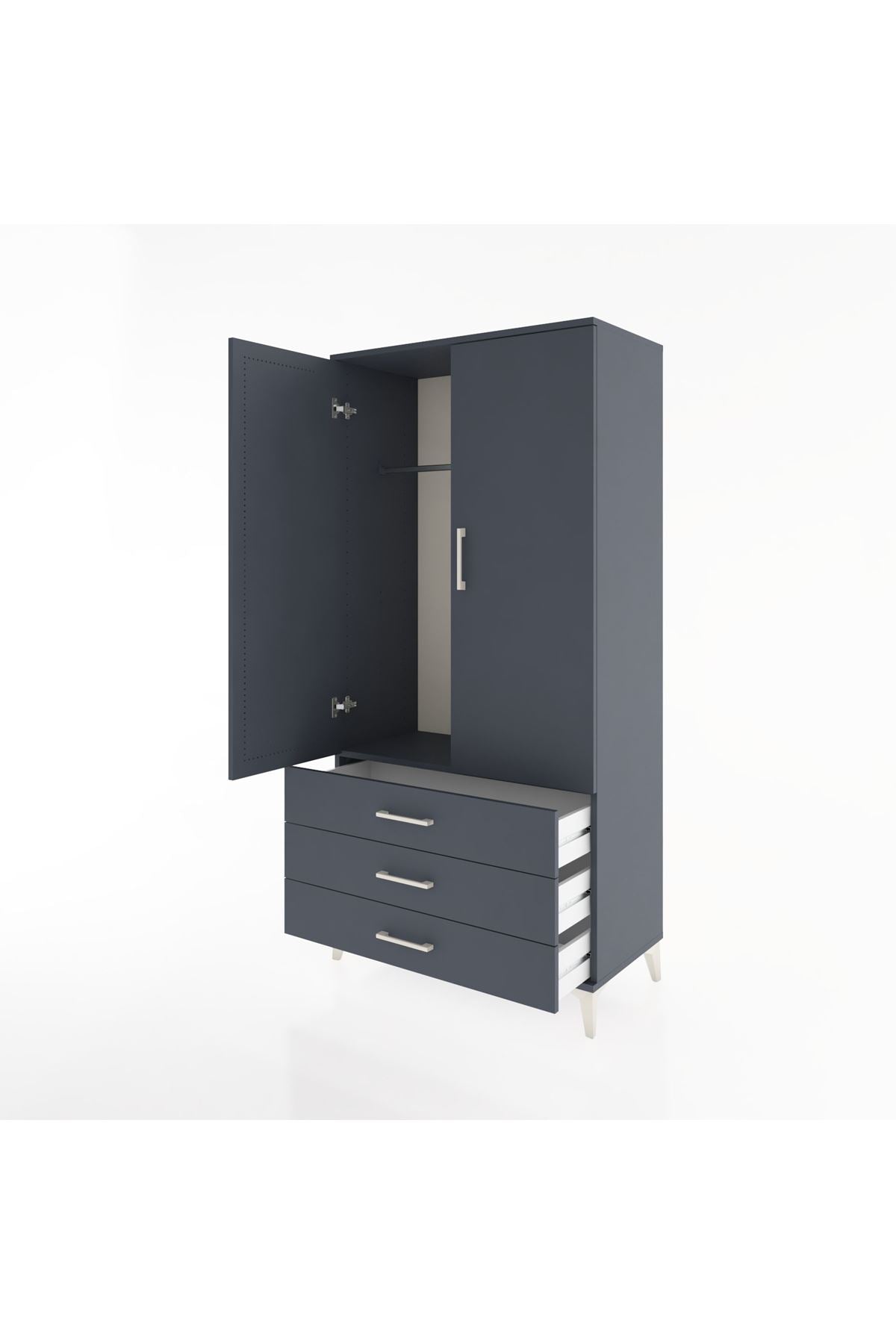 Hyperion Dolap Tek Raflı 3 Çekmeceli Tek Askılı 88x44x182 - S57M028V5B