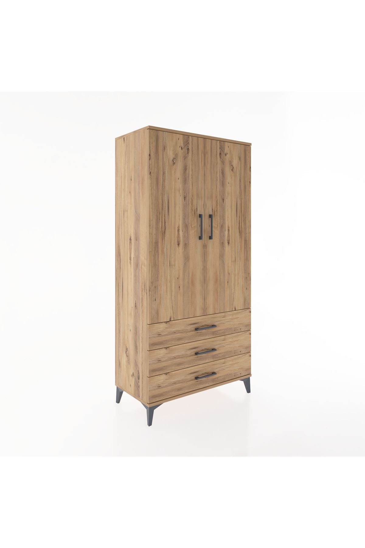Hyperion Dolap Tek Raflı 3 Çekmeceli Tek Askılı 88x44x182 - S57M028V9B