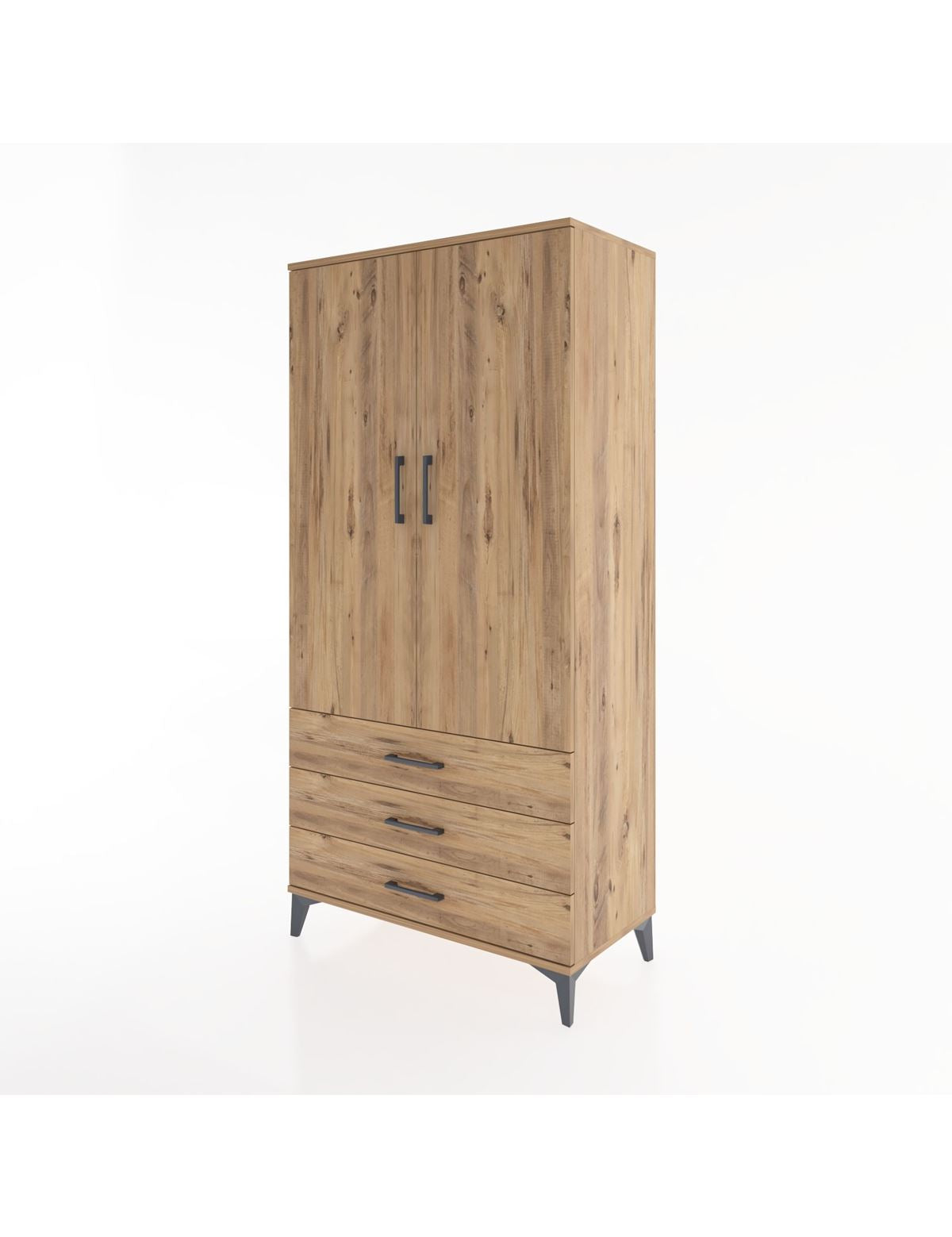 Hyperion Dolap Tek Raflı 3 Çekmeceli Tek Askılı 88x44x182 - S57M028V9B