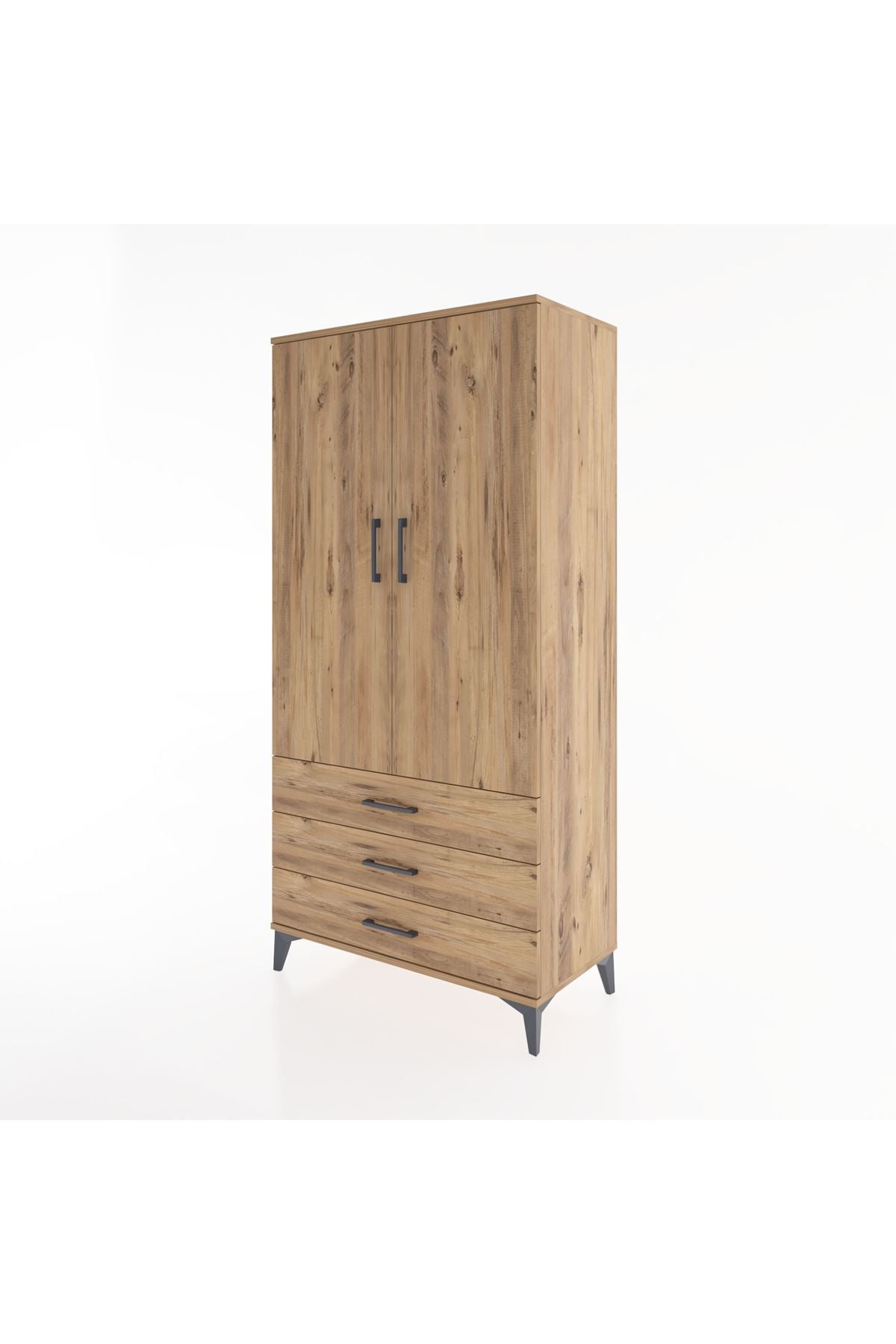 Hyperion Dolap Tek Raflı 3 Çekmeceli Tek Askılı 88x44x182 - S57M028V9B