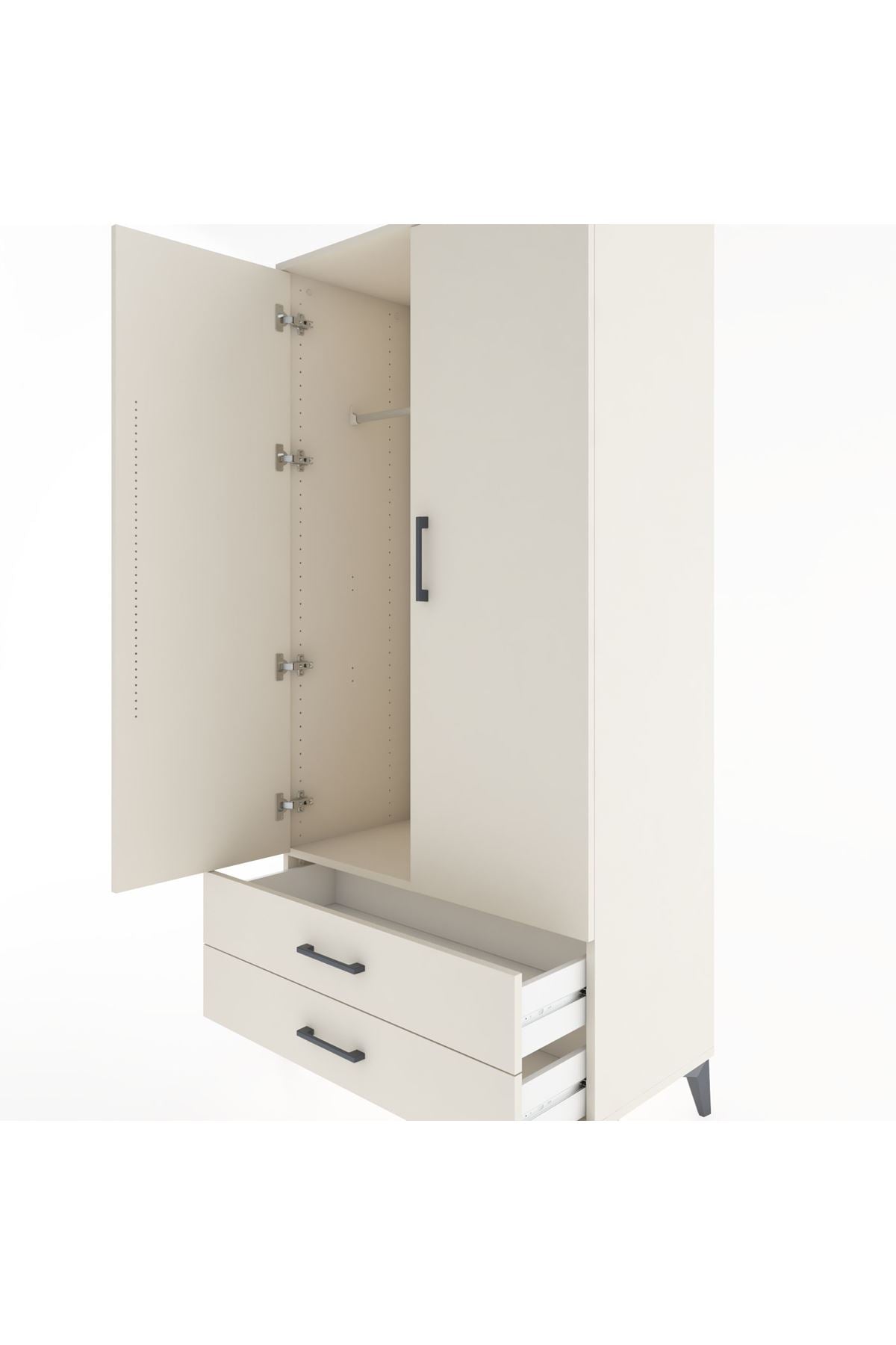 Hyperion Dolap Tek Raflı 2 Çekmeceli Tek Askılı 88x44x182 - S57M029V1B