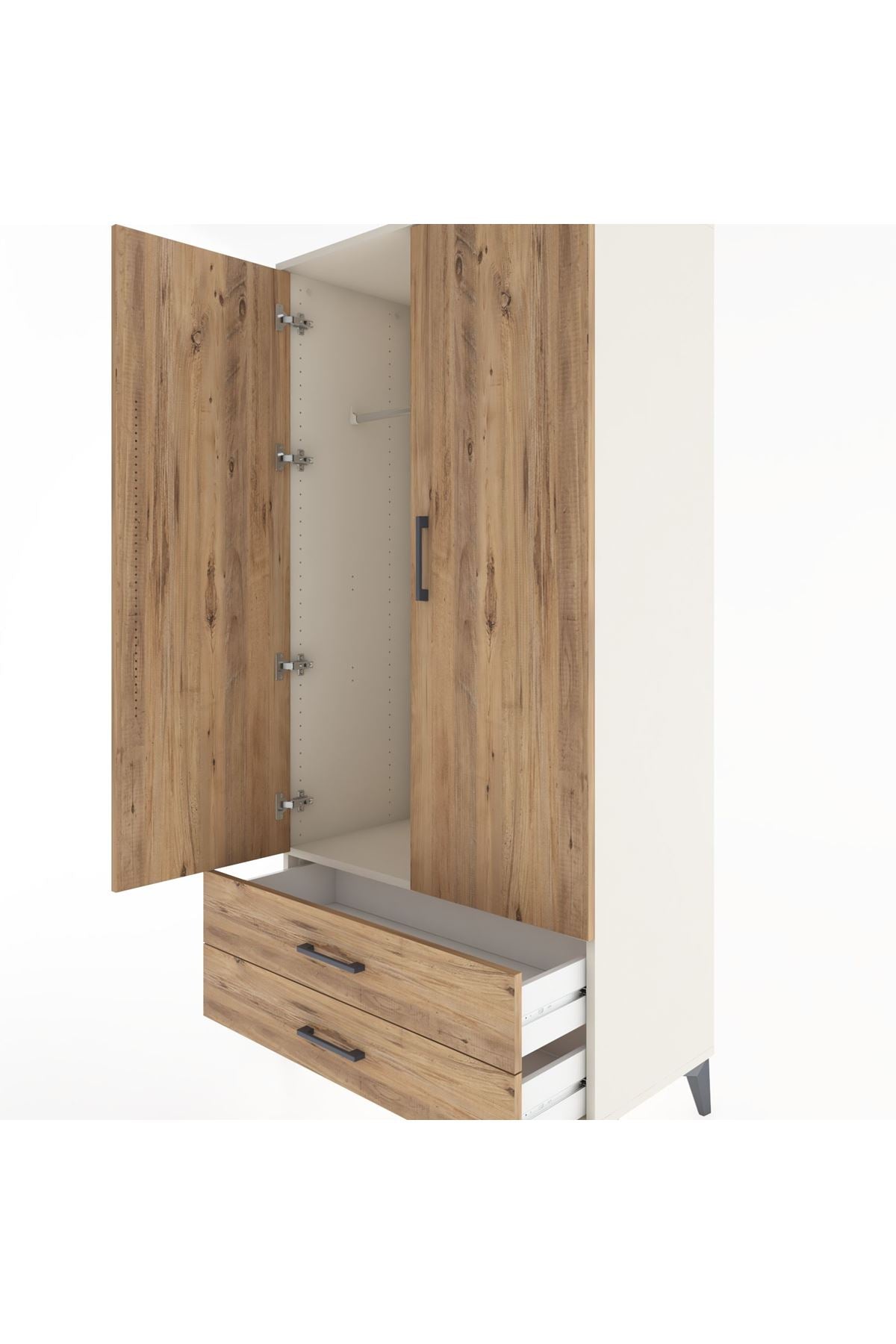 Hyperion Dolap Tek Raflı 2 Çekmeceli Tek Askılı 88x44x182 - S57M029V3B