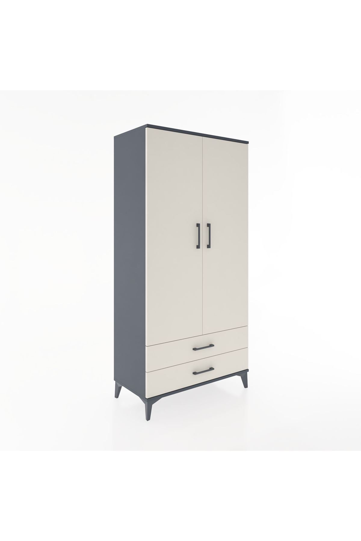 Hyperion Dolap Tek Raflı 2 Çekmeceli Tek Askılı 88x44x182 - S57M029V4B