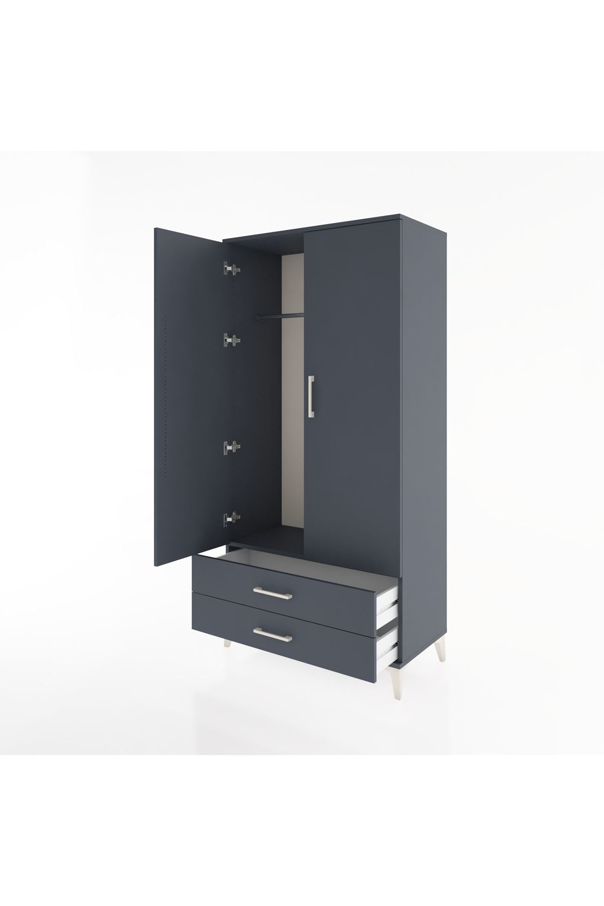 Hyperion Dolap Tek Raflı 2 Çekmeceli Tek Askılı 88x44x182 - S57M029V5B