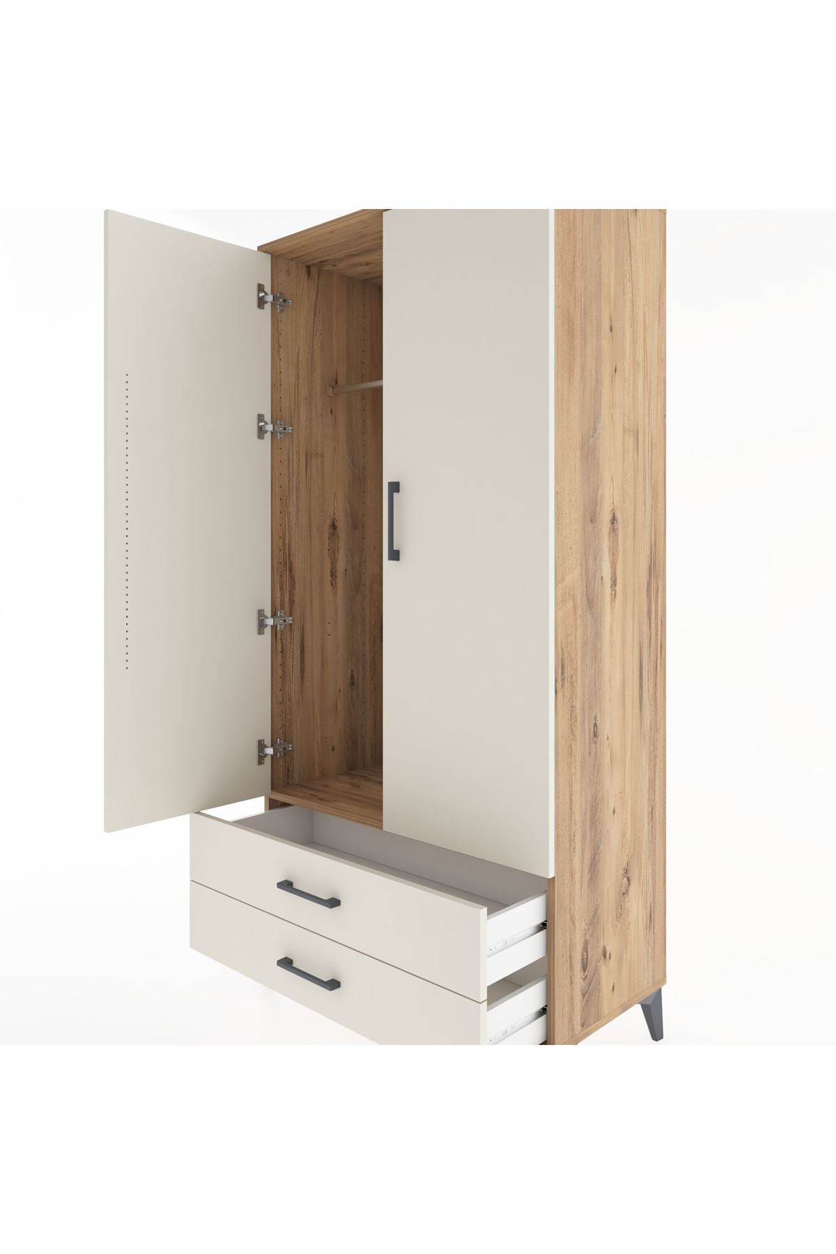 Hyperion Dolap Tek Raflı 2 Çekmeceli Tek Askılı 88x44x182 - S57M029V7B