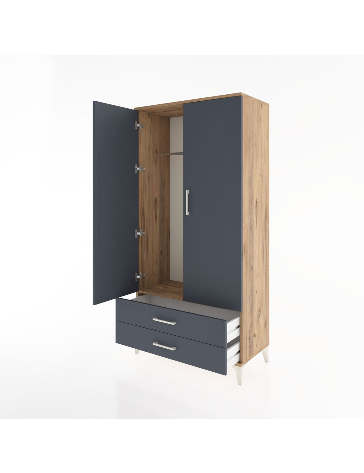 Hyperion Dolap Tek Raflı 2 Çekmeceli Tek Askılı 88x44x182 - S57M029V8B