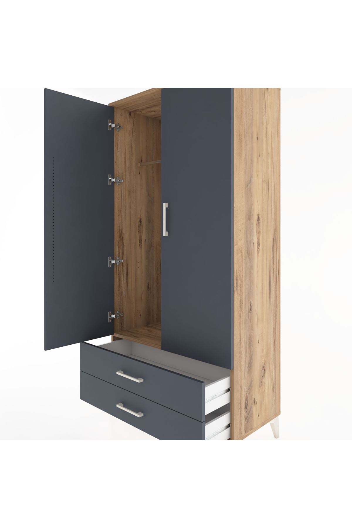 Hyperion Dolap Tek Raflı 2 Çekmeceli Tek Askılı 88x44x182 - S57M029V8B