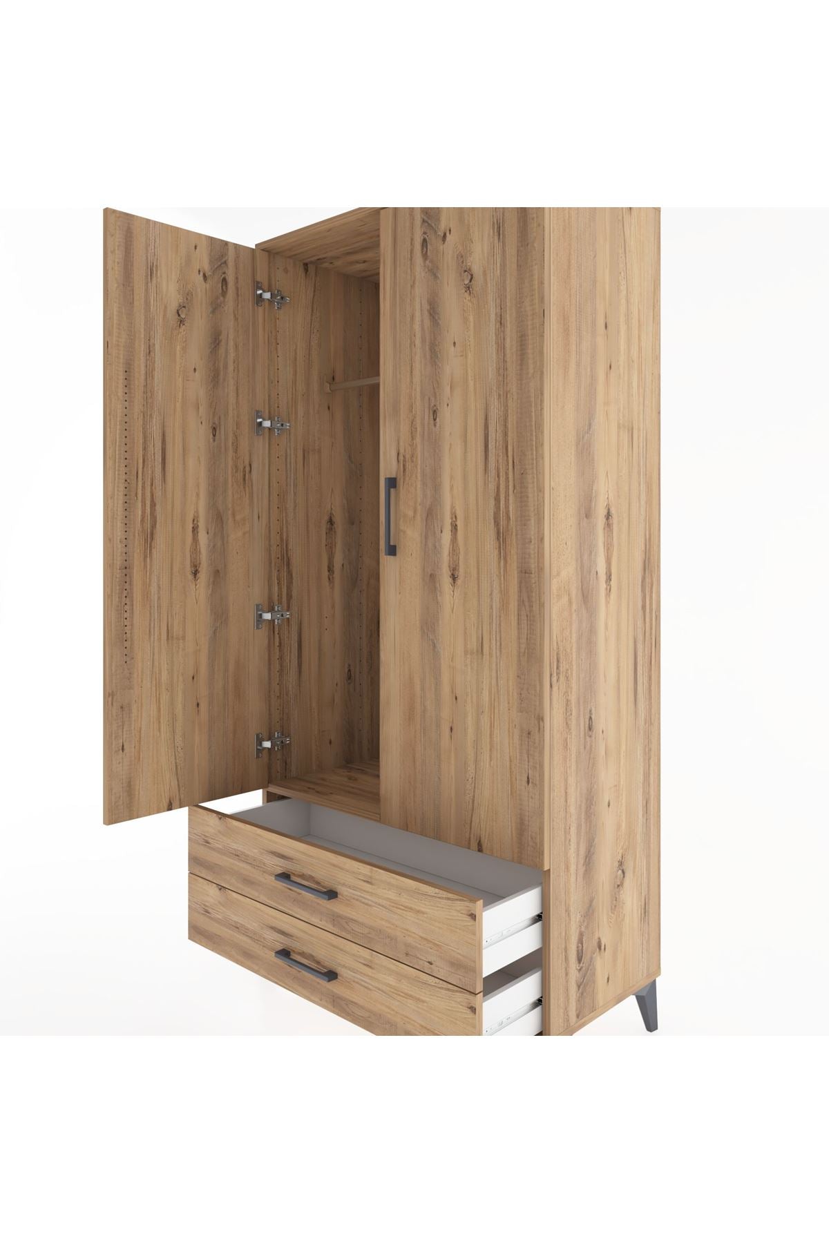 Hyperion Dolap Tek Raflı 2 Çekmeceli Tek Askılı 88x44x182 - S57M029V9B
