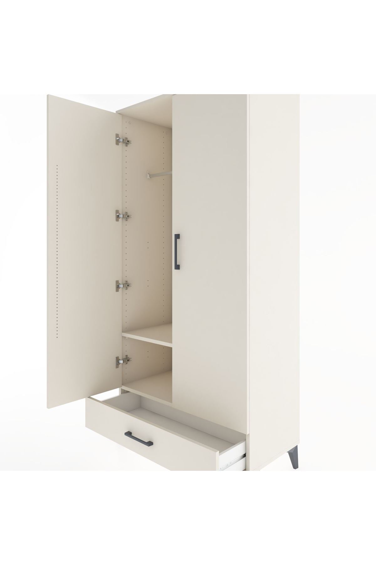 Hyperion Dolap 2 Raflı Tek Çekmeceli Tek Askılı 88x44x182 Aytaşı-Aytaşı