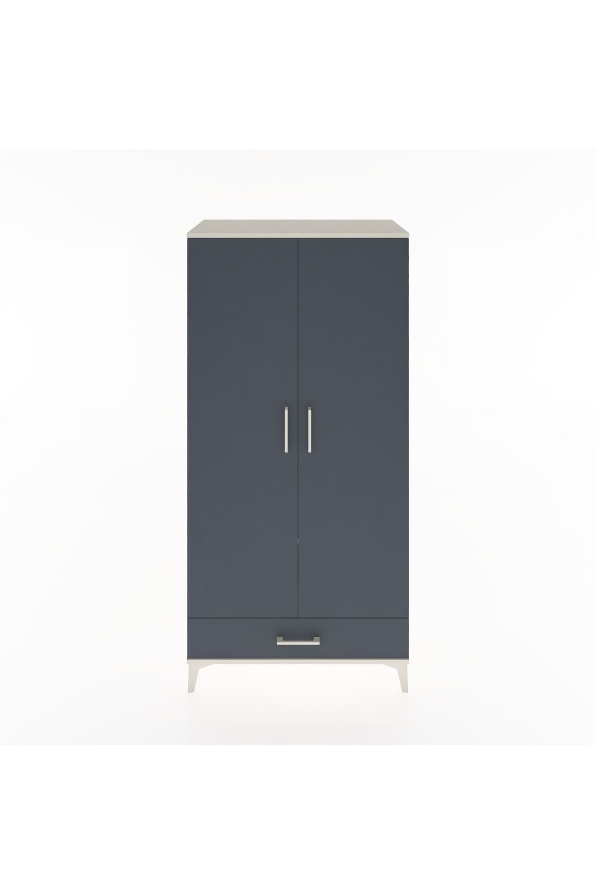 Hyperion Dolap 2 Raflı Tek Çekmeceli Tek Askılı 88x44x182 Aytaşı-Antrasit