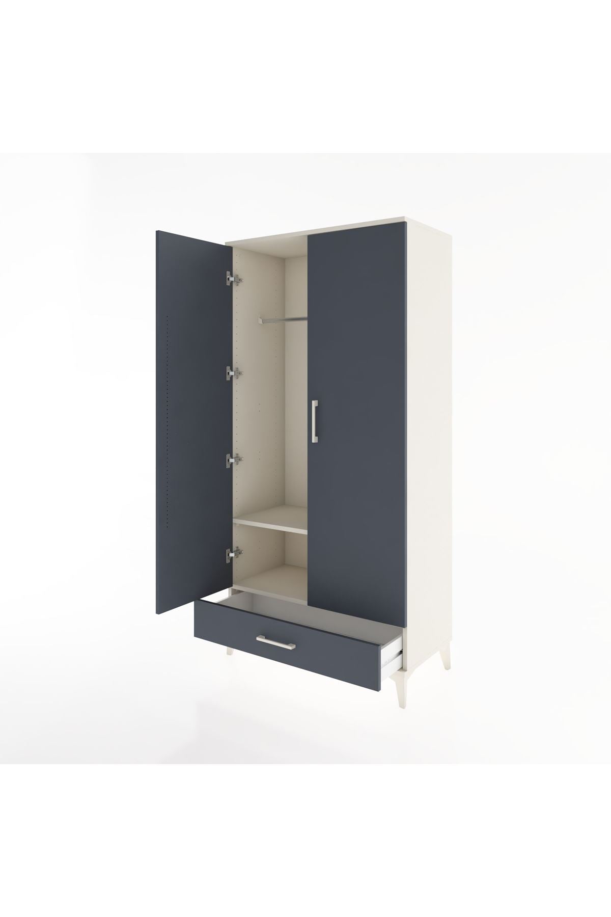 Hyperion Dolap 2 Raflı Tek Çekmeceli Tek Askılı 88x44x182 Aytaşı-Antrasit