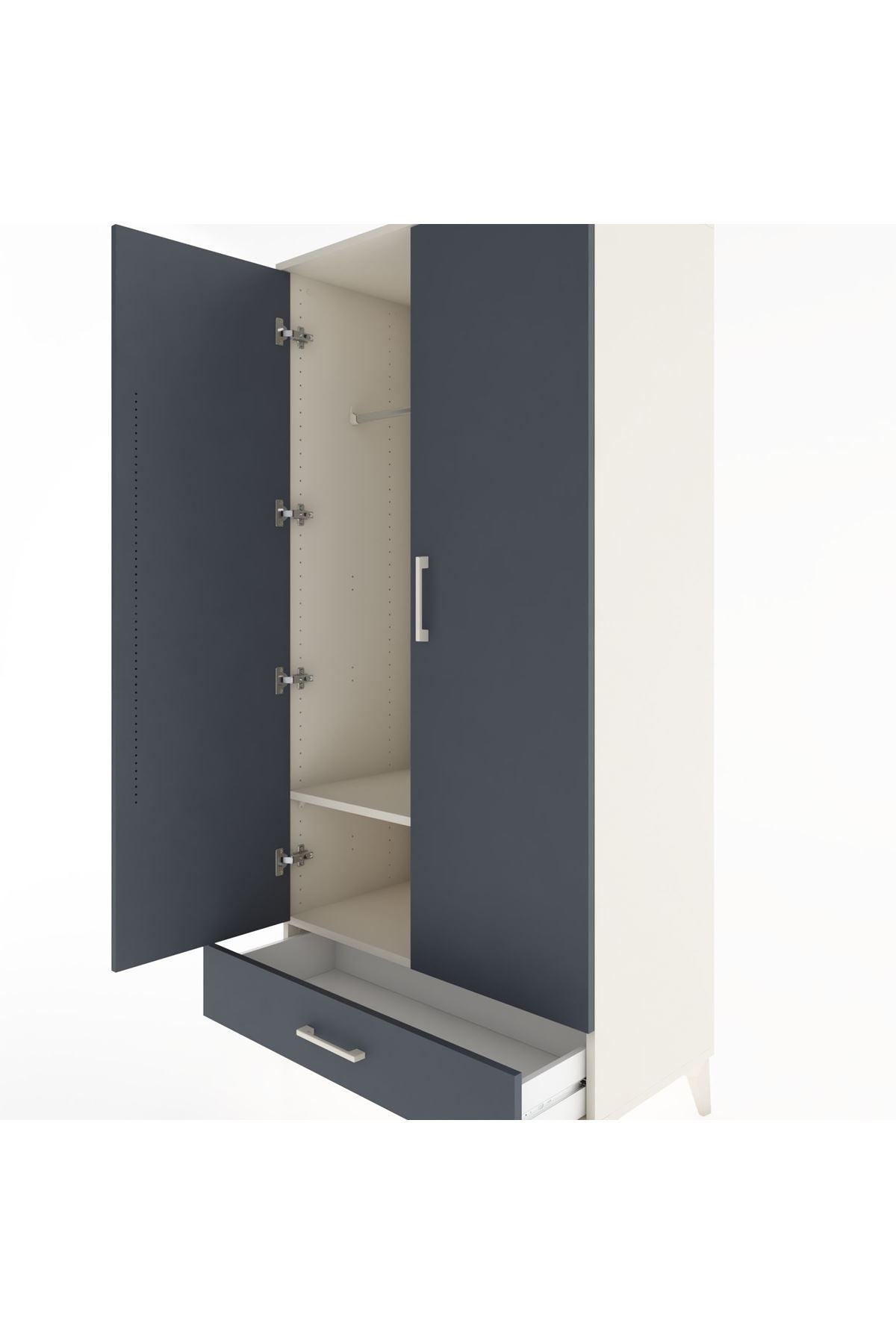 Hyperion Dolap 2 Raflı Tek Çekmeceli Tek Askılı 88x44x182 Aytaşı-Antrasit