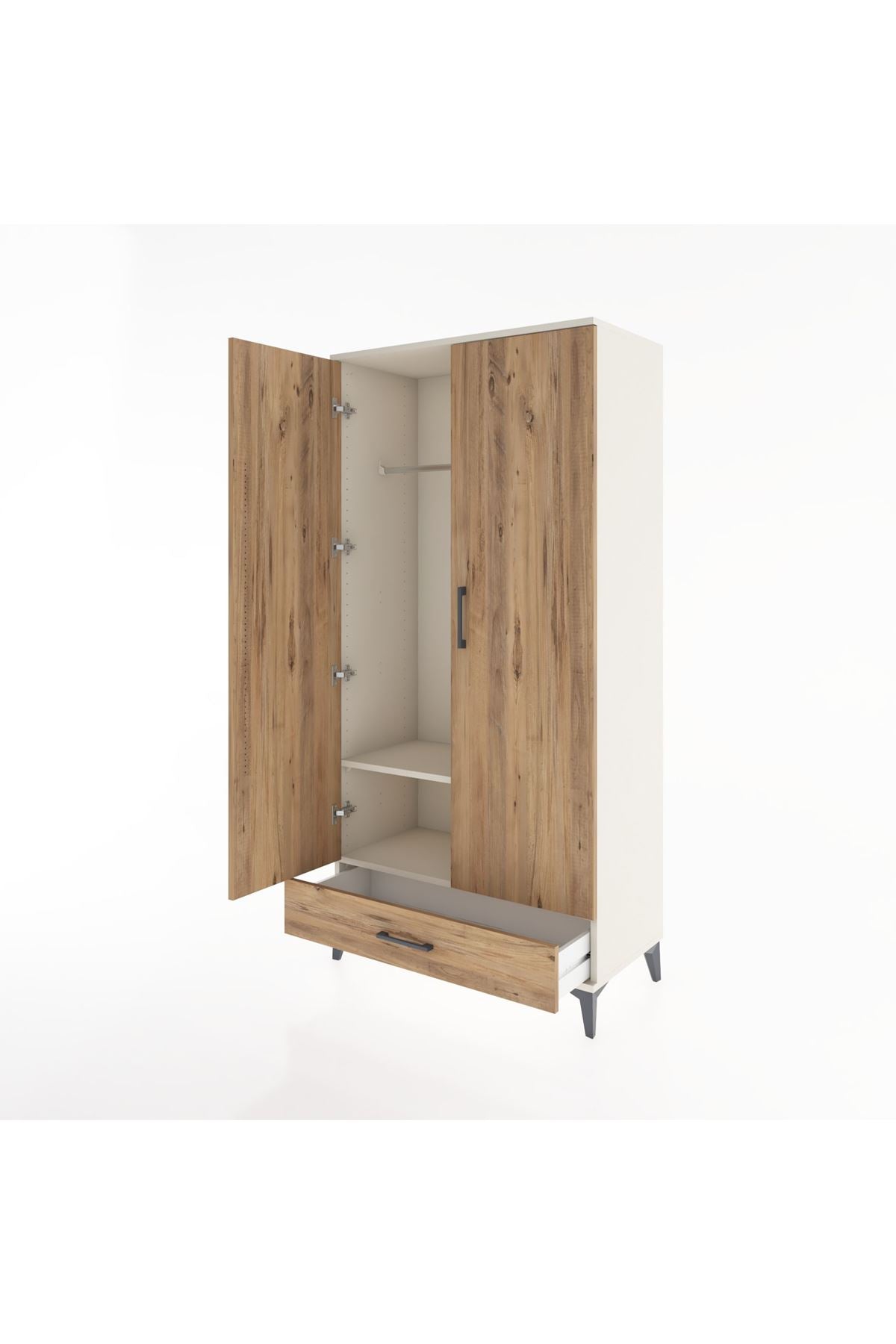 Hyperion Dolap 2 Raflı Tek Çekmeceli Tek Askılı 88x44x182 Aytaşı-Çam