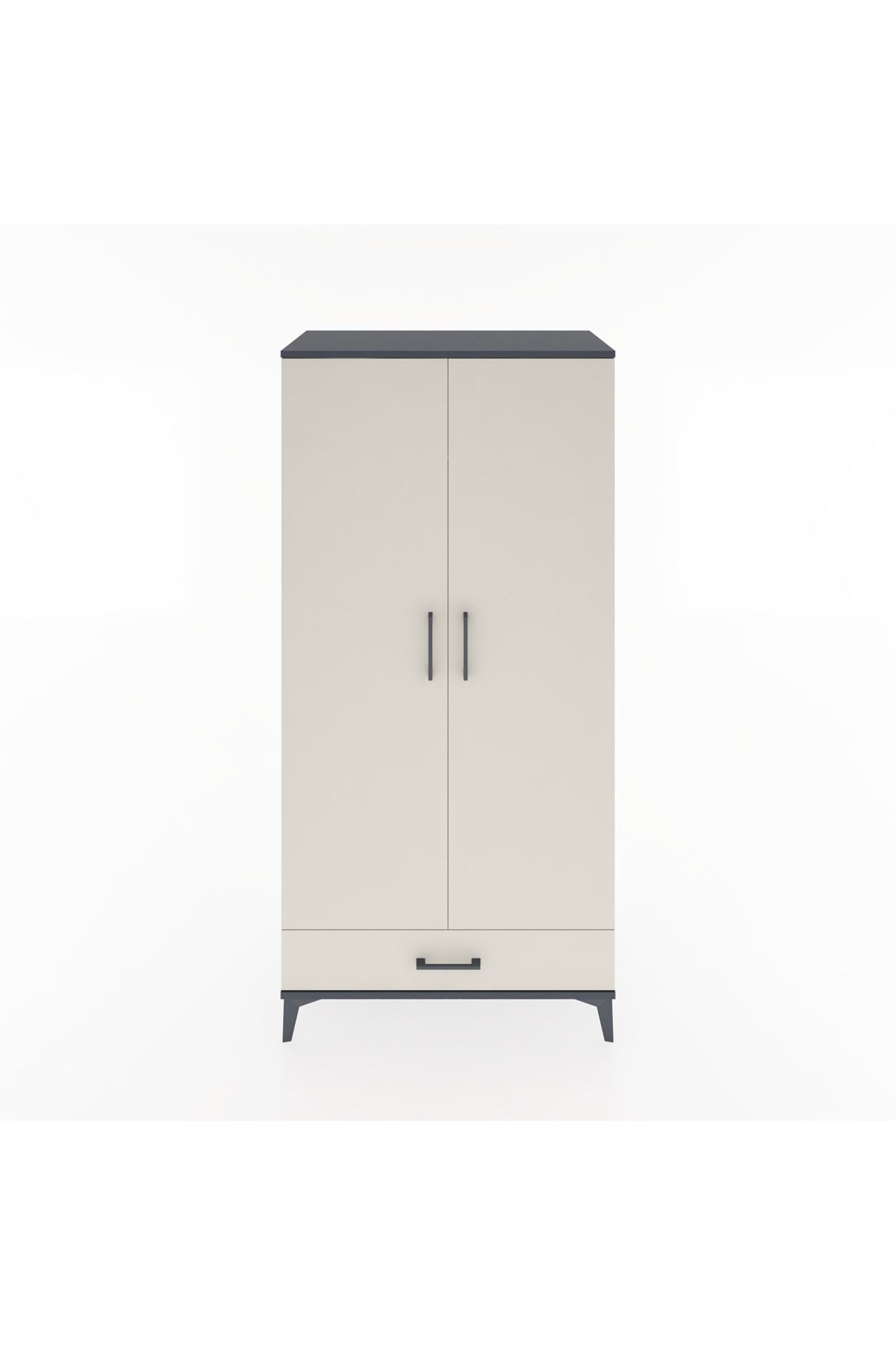 Hyperion Dolap 2 Raflı Tek Çekmeceli Tek Askılı 88x44x182 Antrasit-Aytaşı