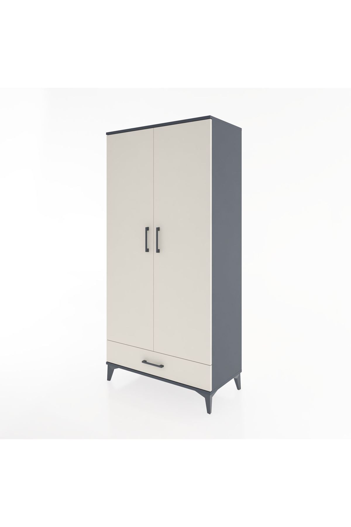 Hyperion Dolap 2 Raflı Tek Çekmeceli Tek Askılı 88x44x182 Antrasit-Aytaşı