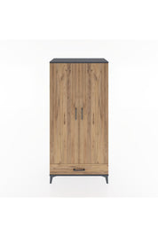 Hyperion Dolap 2 Raflı Tek Çekmeceli Tek Askılı 88x44x182 Antrasit-Çam