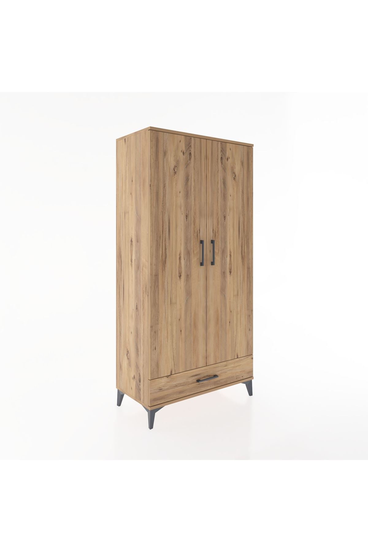 Hyperion Dolap 2 Raflı Tek Çekmeceli Tek Askılı 88x44x182 Çam-Çam