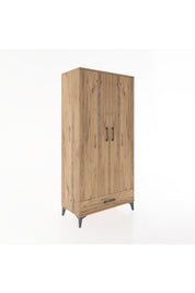 Hyperion Dolap 2 Raflı Tek Çekmeceli Tek Askılı 88x44x182 Çam-Çam