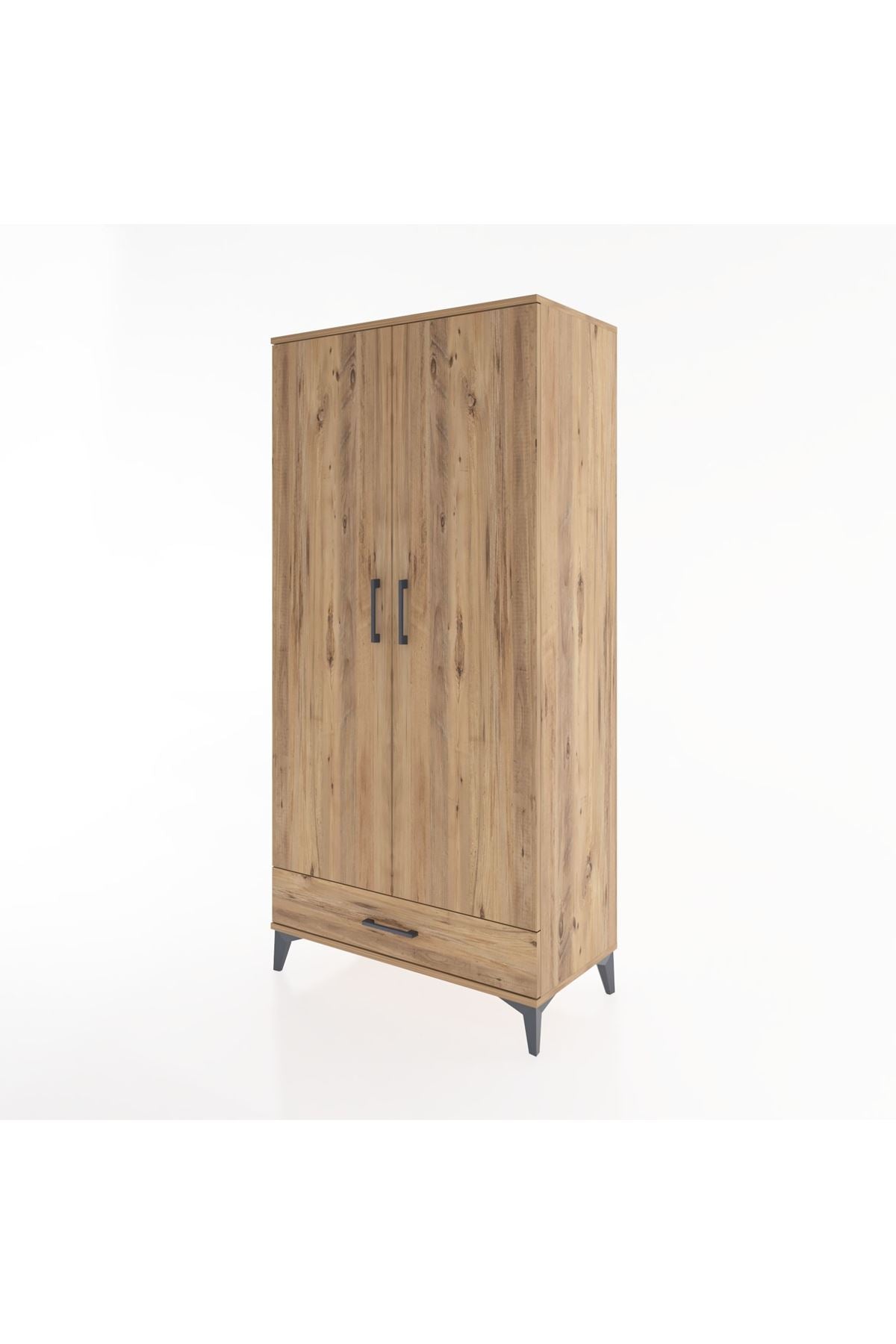 Hyperion Dolap 2 Raflı Tek Çekmeceli Tek Askılı 88x44x182 Çam-Çam