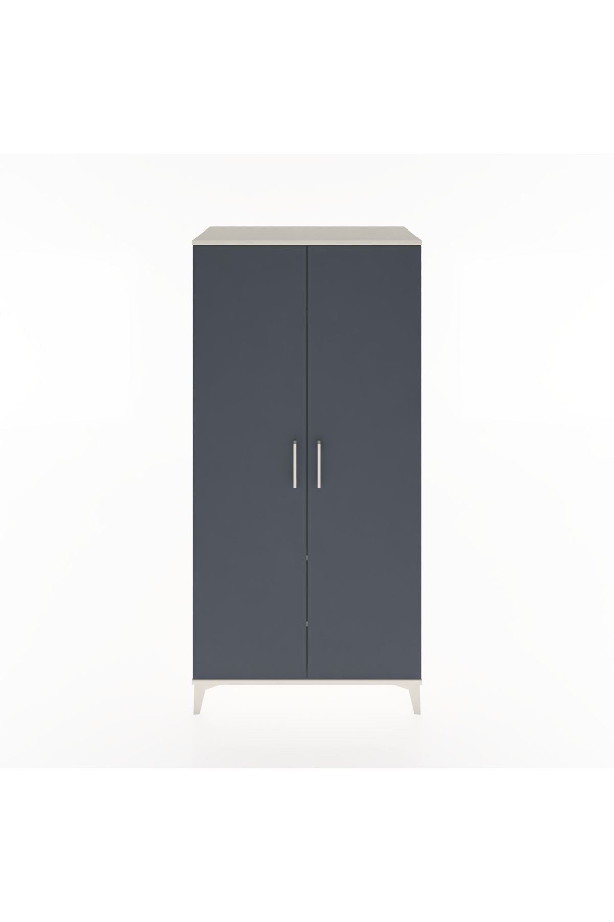 Hyperion Dolap 2 Raflı 2 Kapaklı Tek Askılı 88x44x182 Aytaşı-Antrasit