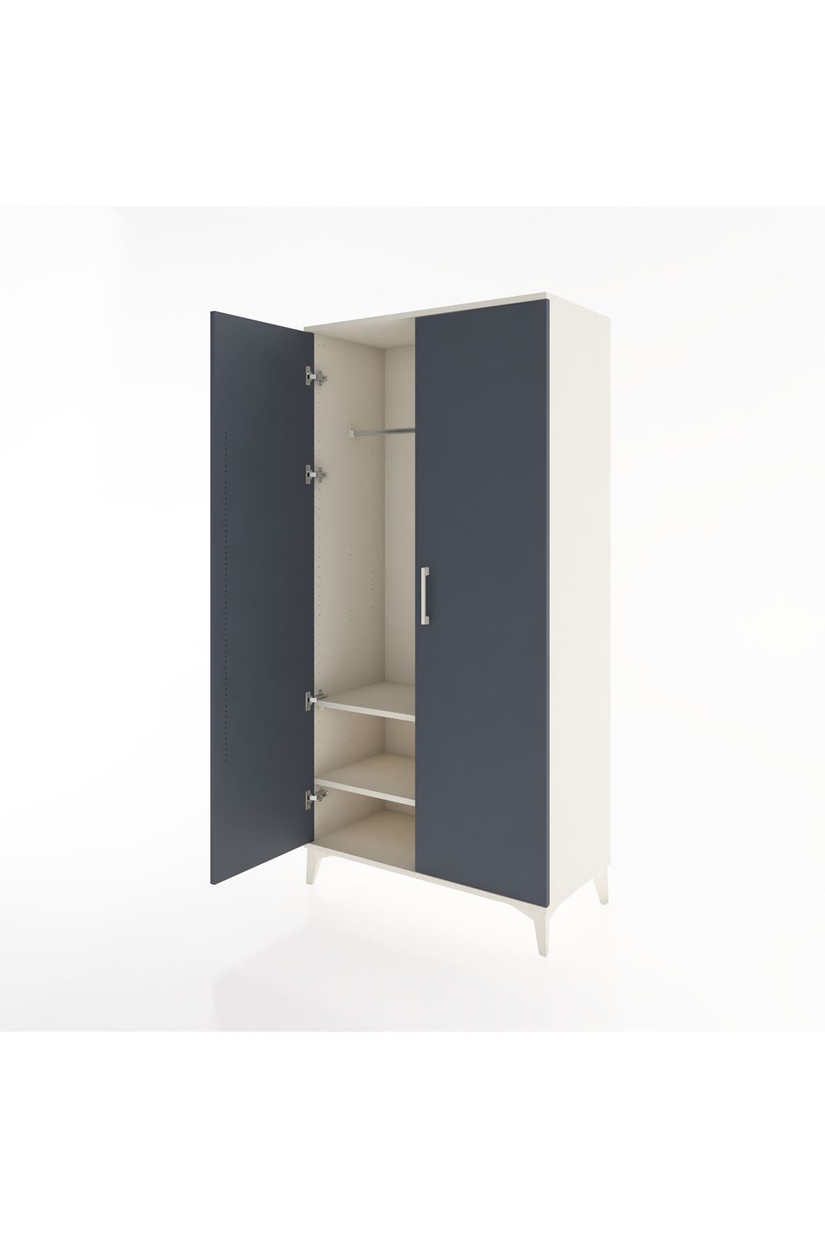 Hyperion Dolap 2 Raflı 2 Kapaklı Tek Askılı 88x44x182 Aytaşı-Antrasit